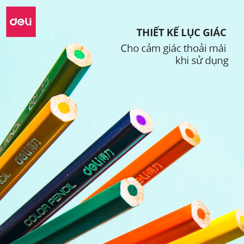 [Mã LIFEDE12 giảm 50K đơn 99K] Bút chì màu chuyên nghiệp dạng cốc Deli 24/36/48 màu - 68123/68124/68125