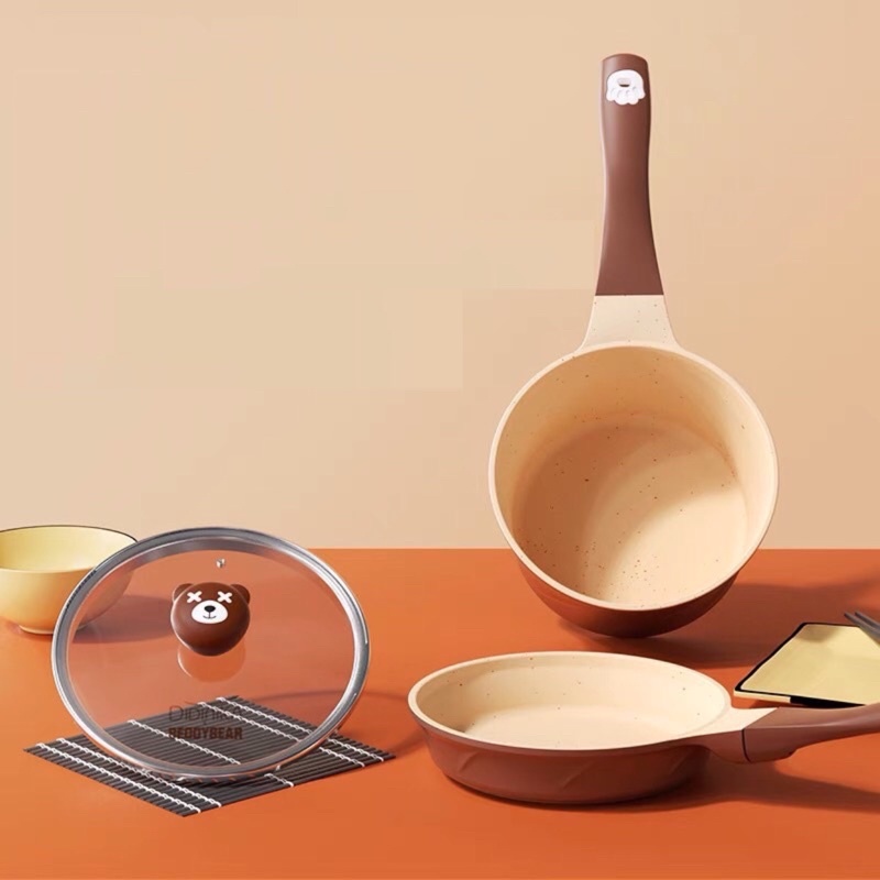 Bộ nồi chảo Didinika tráng men đá chống dính cao cấp cho bé ăn dặm