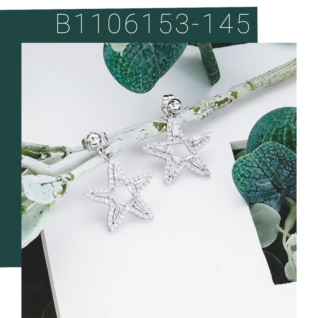 Bông tai nữ UHA mạ vàng 18K , đính kim cương nhân tạo B1106153-145