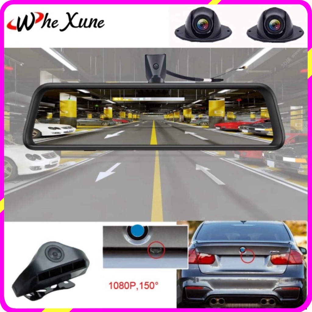 Camera hành trình 360 độ gắn gương xe ô tô Whexune K960, Ram 2GB, Rom 32GB, màn hình 12 inch