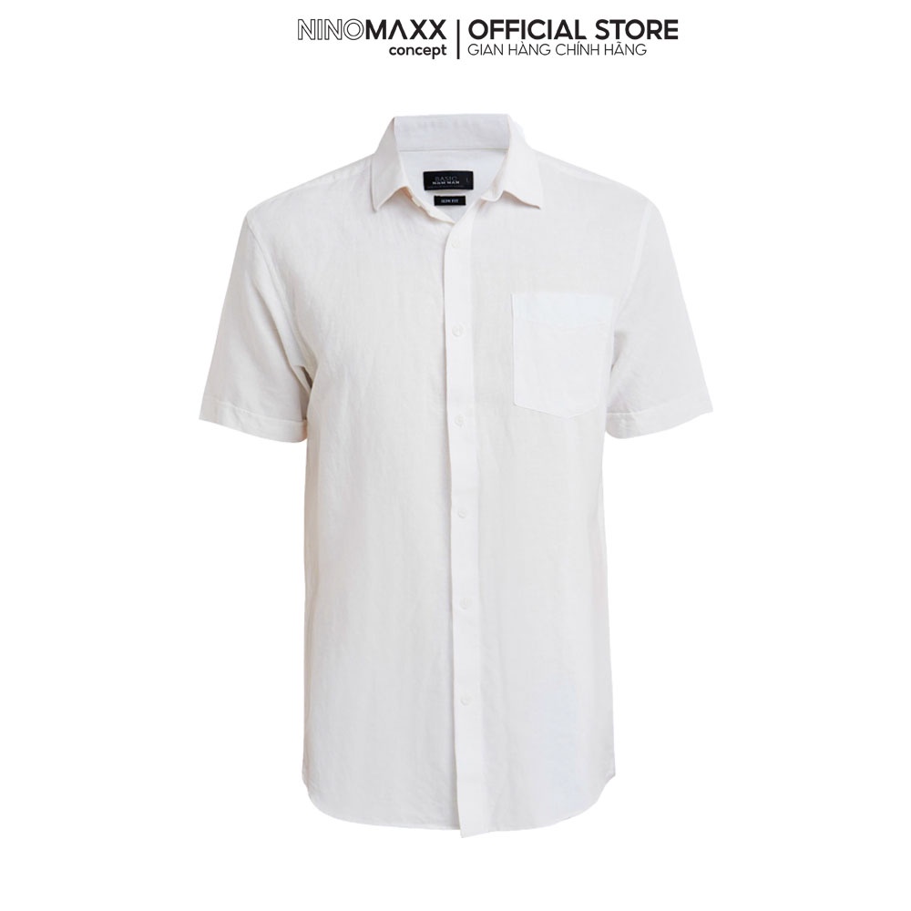 Ni&amp;M Áo Sơ Mi Nam ngắn tay có cổ trơn dáng slim fit 1906086