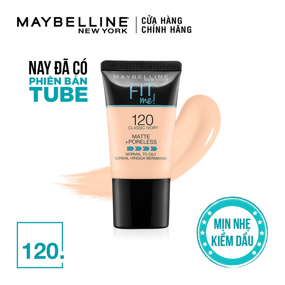 Kem Nền Mịn Nhẹ Kiềm Dầu Fit Me dạng tuýp Maybelline New York Matte and Poreless Foundation Tube 18ml | BigBuy360 - bigbuy360.vn