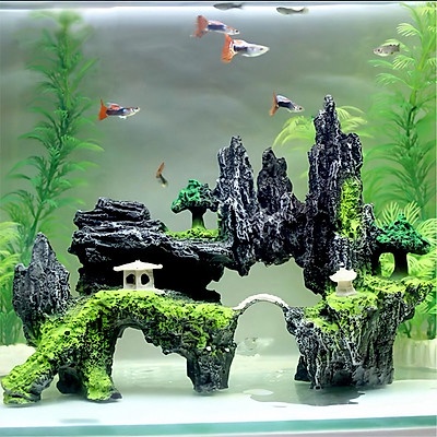 Mô hình núi đá, hòn non bộ giả trang trí bể cá cảnh, hồ cá thủy sinh