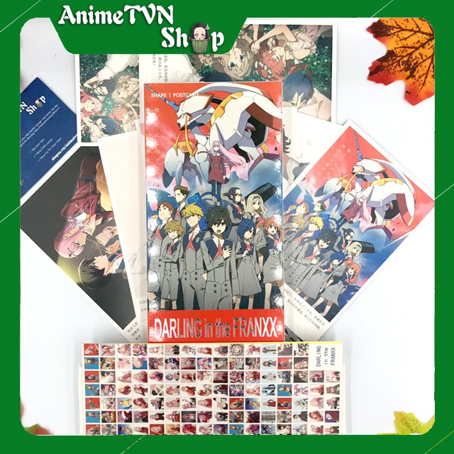 Hộp Postcard Bưu thiếp (Trọn bộ 340 Hình có Sticker) Anime/Manga Darling in the FranXX