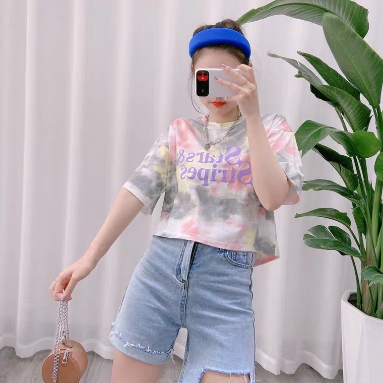 (Kèm video hình thật) ÁO CROPTOP LOANG MÀU CÁ TÍNH SIÊU HOT