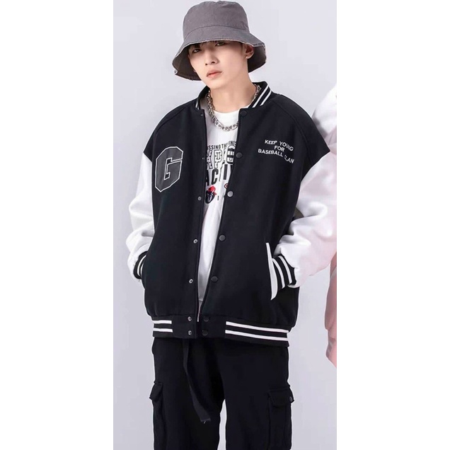 Áo Khoác bomber áo varsity jacket chống lạnh Xanh Thời Trang Cá Tính Năng Động Bụi Bặm Unisex- AQ STORE