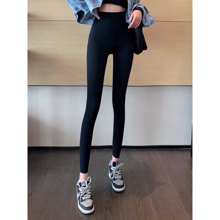 Quần legging nữ dài cạp cao trơn cao cấp màu đen lưng cao phong cách Hàn Quốc YQ14 | BigBuy360 - bigbuy360.vn