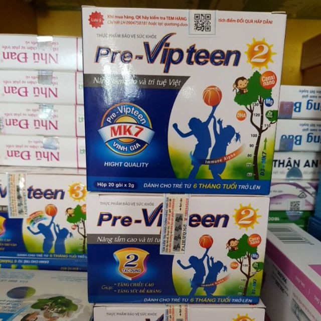 Pre vipteen 2 ⚡Có Quà Tặng⚡ Hộp 20 gói, Hỗ trợ tăng chiều cao, phát triển chiều cao, Tăng sức đề kháng với mk7