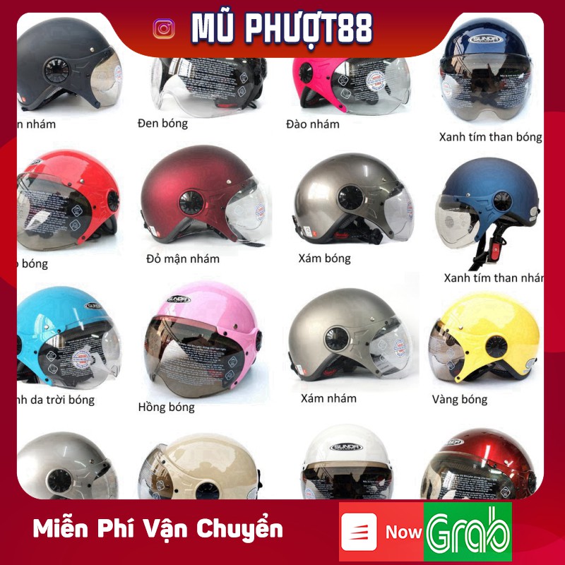 Mũ Sunda 136A kính siêu bền - chọn màu - Mũ nửa đầu chính hãng Sunda SX - Bảo hành 2 năm clip thật