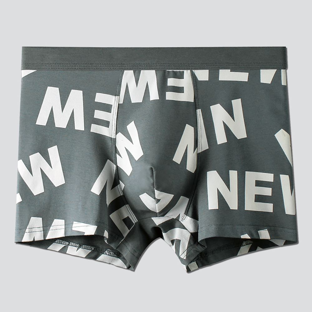 Quần lót boxer mềm mại thoáng khí in chữ tiếng Anh thời trang cho nam