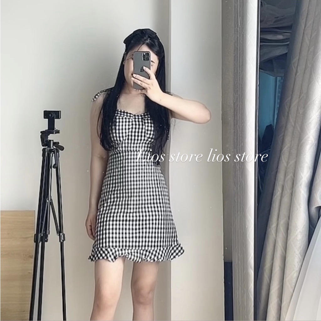 Váy 2 dây có dây điều chỉnh xinh xắn phong cách HÀn Quốc