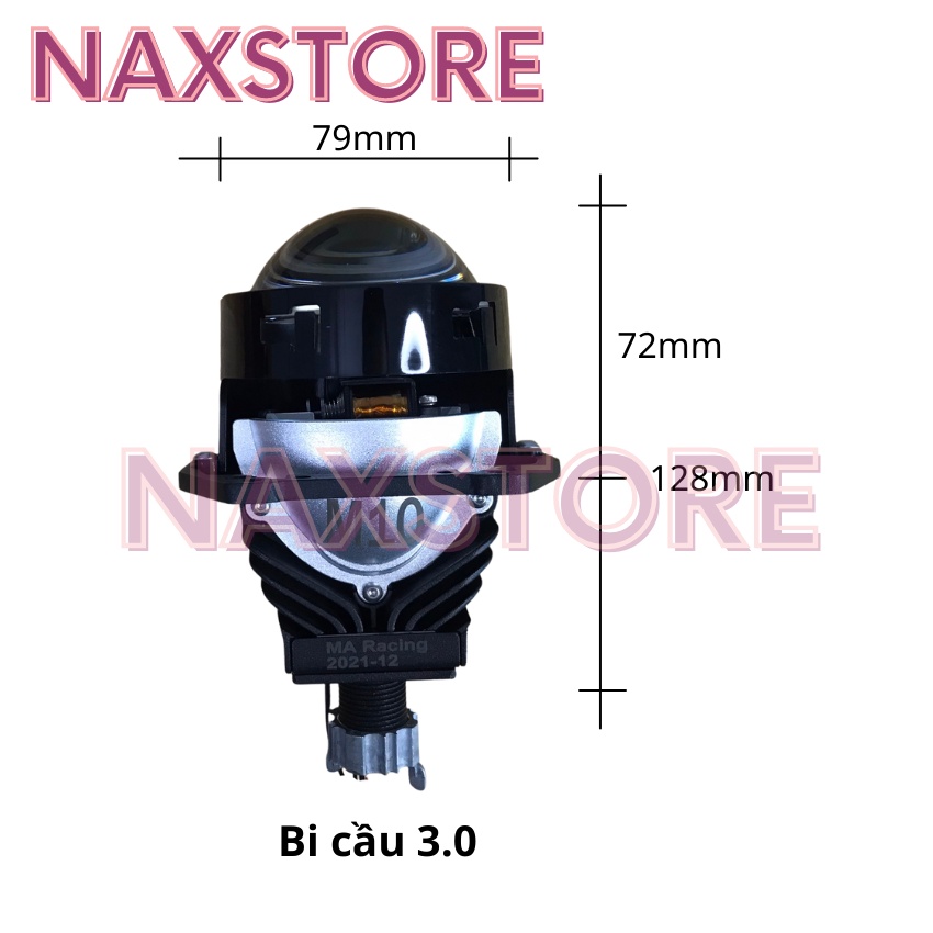 Đèn pha led bi cầu 3.0 siêu sáng lens tím kèm phụ kiện chân đèn H4 H7 H11