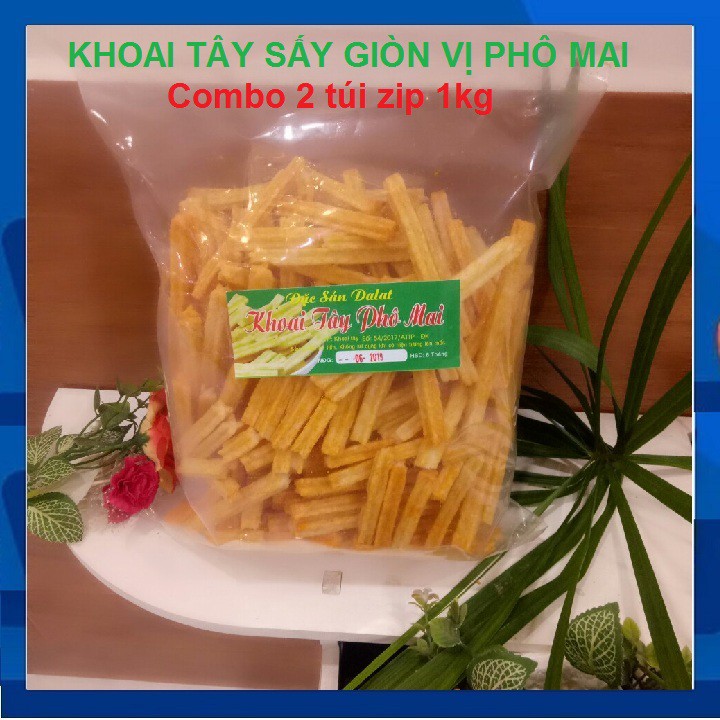 [Giá sốc] [Đặc sản Đà Lạt] Combo 2 túi khoai tây sấy vị phô mai - 1kg