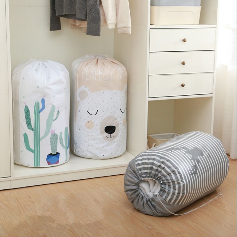 Túi Vải Đựng Chăn Màn, Quần Áo, Đựng Đồ PEVA Chống Thấm Có Dây Rút 83 x 40cm