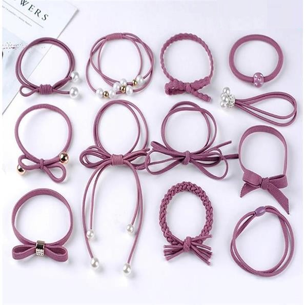 Set 12 dây thun (chun) cột tóc phong cách Hàn Quốc