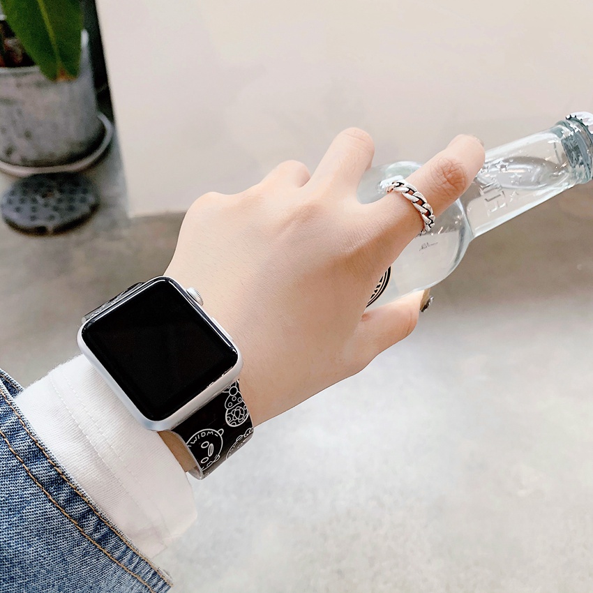 T5 Dây Đeo Silicon Trong Suốt In Hình Chuột Mickey Cho Đồng Hồ Thông Minh Apple Watch Series Se 6 38mm 40mm 42mm 44mm 2 3 4 5