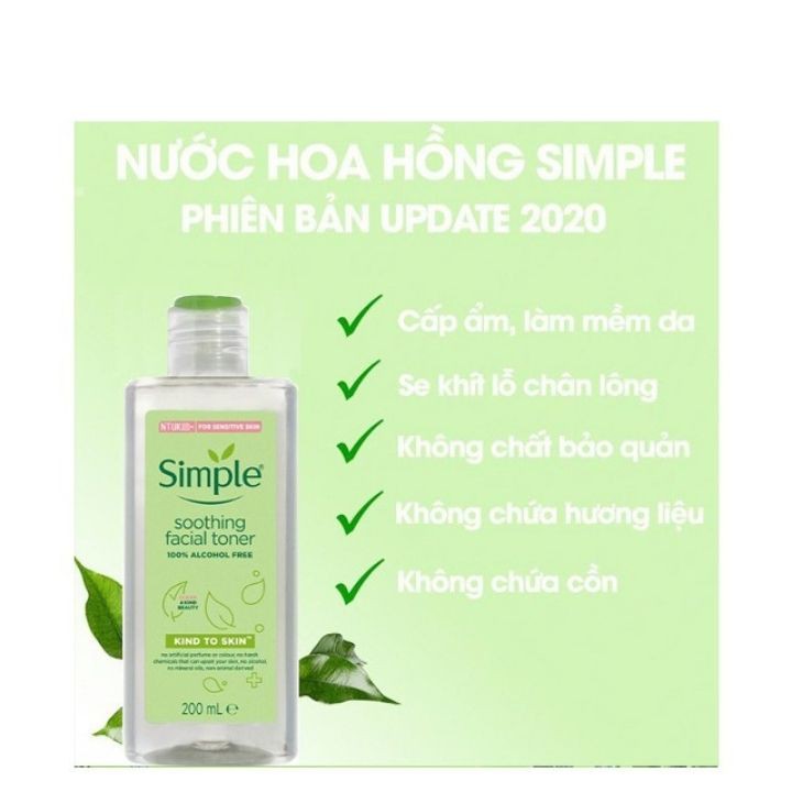 Toner simple kind to skin 200ml cấp ẩm, làm mềm da