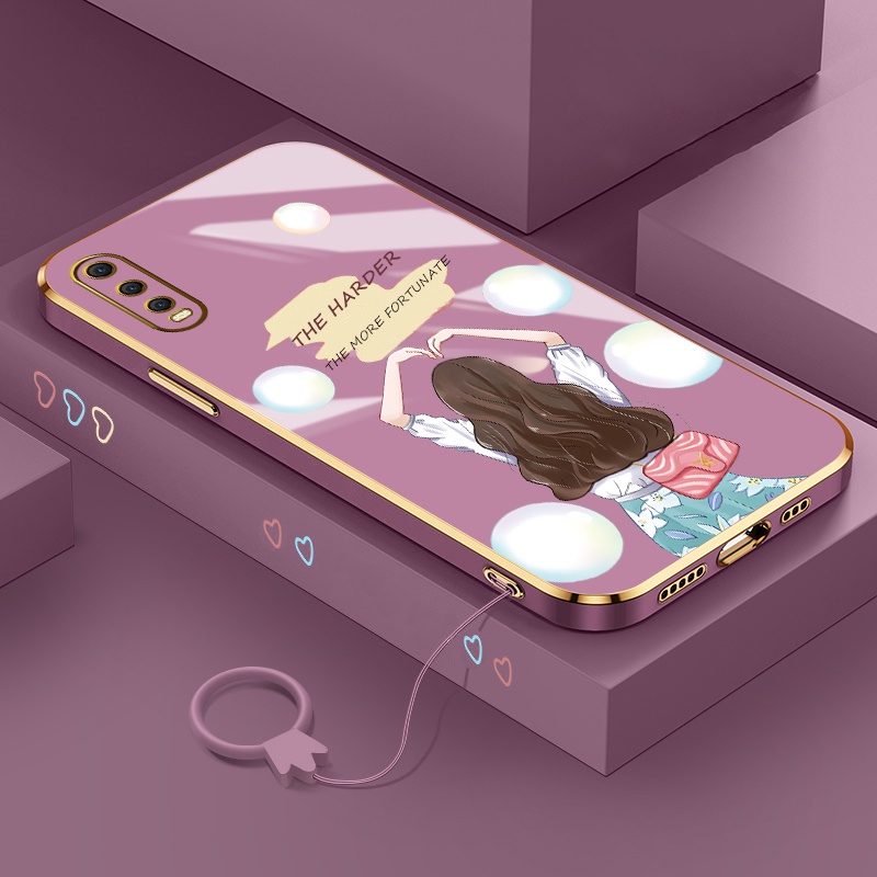 Ốp Điện Thoại Silicon Viền Thẳng In Hình Nhân Vật Hoạt Hình Có Dây Đeo Cho vivo y11 y12 y15 y17 y19 y30