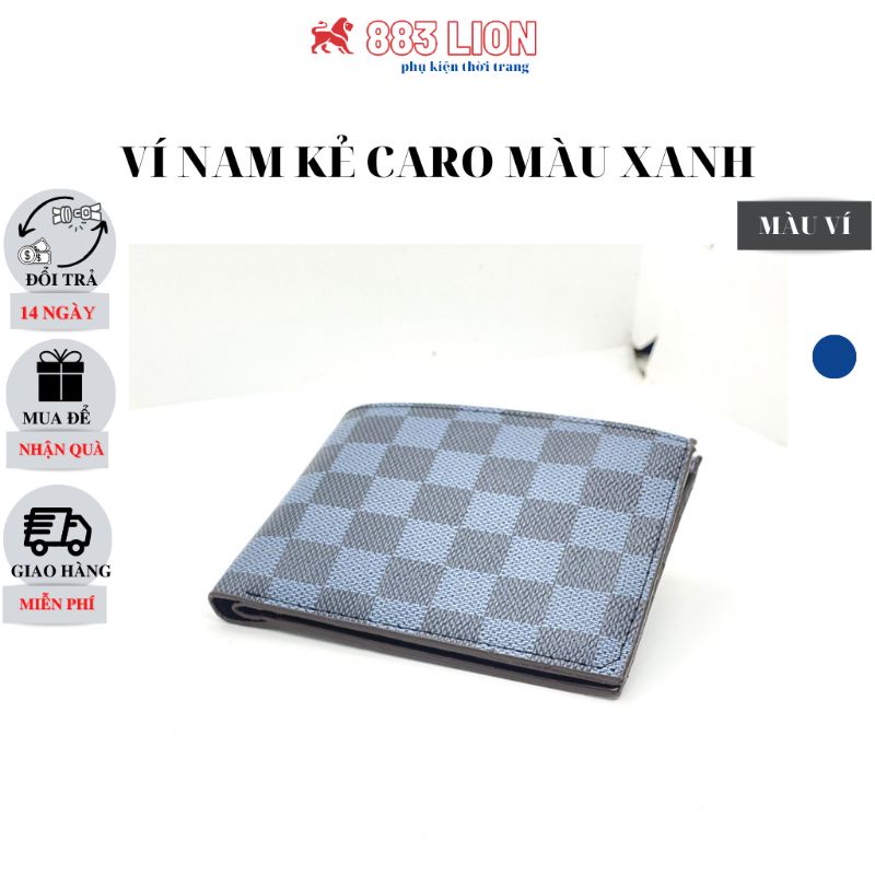 Ví nam ngang,bóp nam kẻ ô vuông caro cao cấp da pu tổng hợp bền chắc