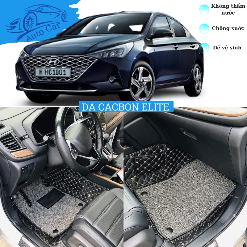 [Da Cacbon Elite] Thảm lót sàn ô tô - Thảm trải sàn ô tô 5D 6D da Cacbon Elite cao cấp Hyundai Accent chống nước