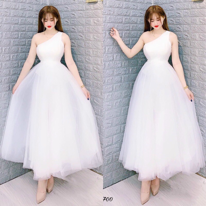 đầm lệch vai nơ eo ( feeback và video 1000%)