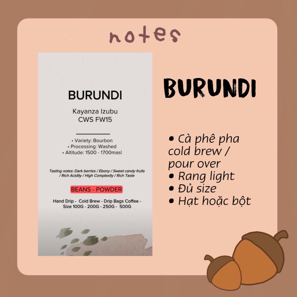 CÀ PHÊ BURUNDI PHA POUR OVER / COLD BREW