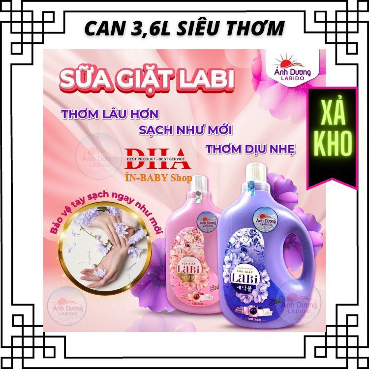 NƯỚC GIẶT LABI CÔNG NGHỆ NHẬT BẢN - THƠM NGÁT &amp; MỀM VẢI CAN 3,6L.