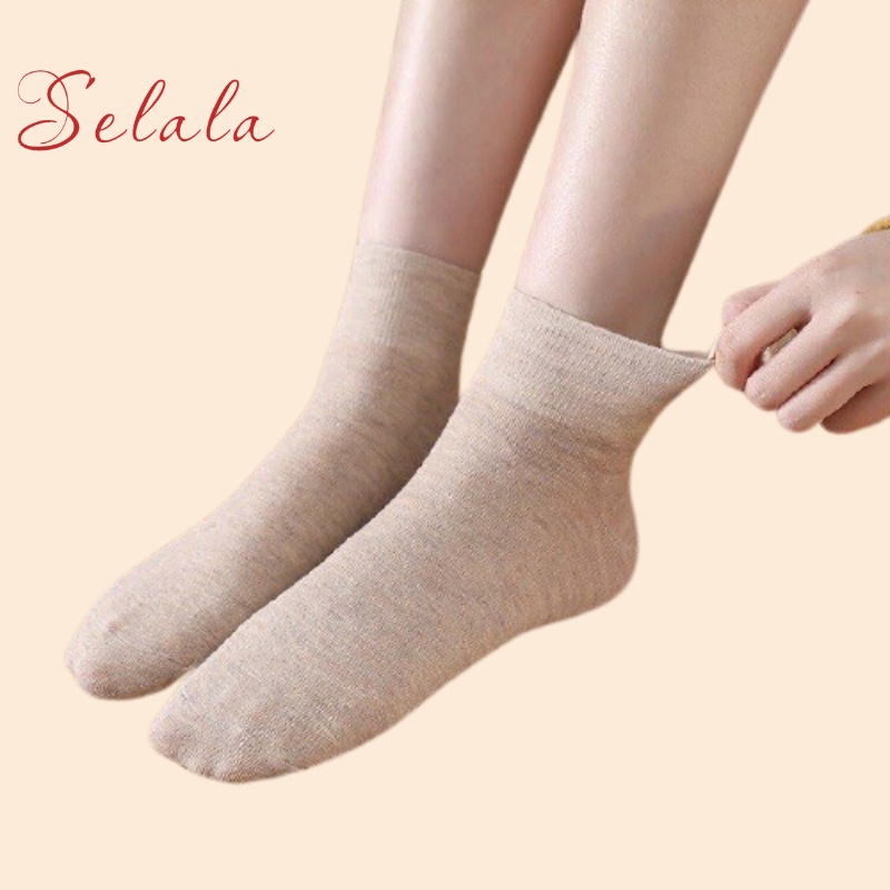 Tất Nữ Selala Chất Cotton Cổ Trung Co Giãn TC06