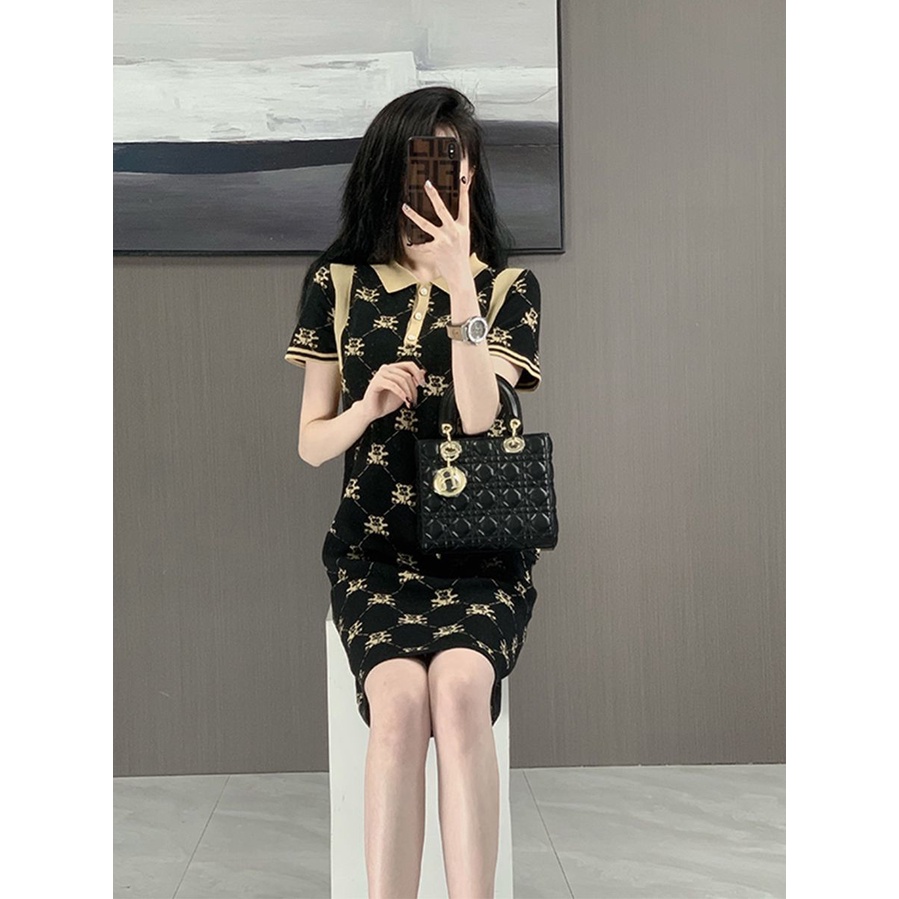 Spring and summer short sleeved high-end small fragrance ice silk shirt dress women's summer 2022 new small high-end skirt