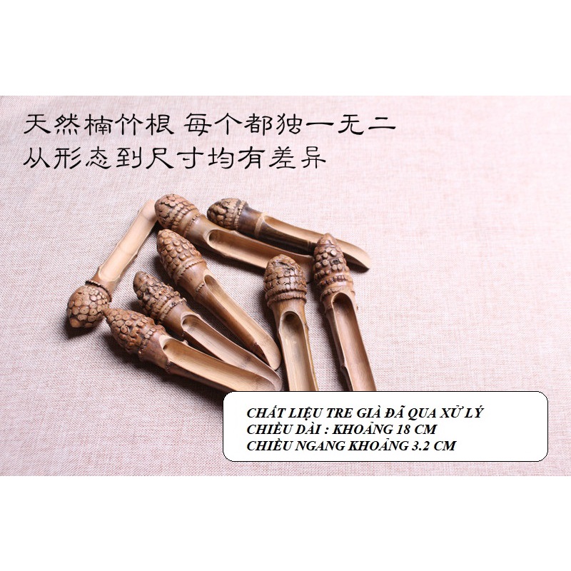 Dụng cụ xúc trà, muỗng thìa xúc trà bằng tre già