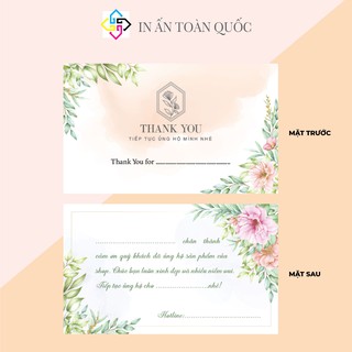 100 thiệp cảm ơn, thẻ cám ơn cho shop bán hàng online, giấy bìa cứng size 9x5,3cm