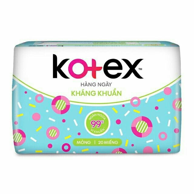 Bvs hàng ngày kháng khuẩn KOTEX (20 Miếng - Xanh Ngọc) Băng vệ sinh hằng ngày kháng khuẩn thế hệ mới