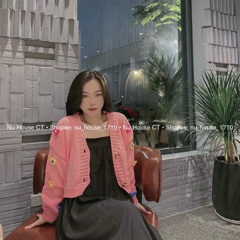 Áo khoác cardigan len thêu hoa nổi nữ kèm clip và ảnh thật chính chủ Nu House