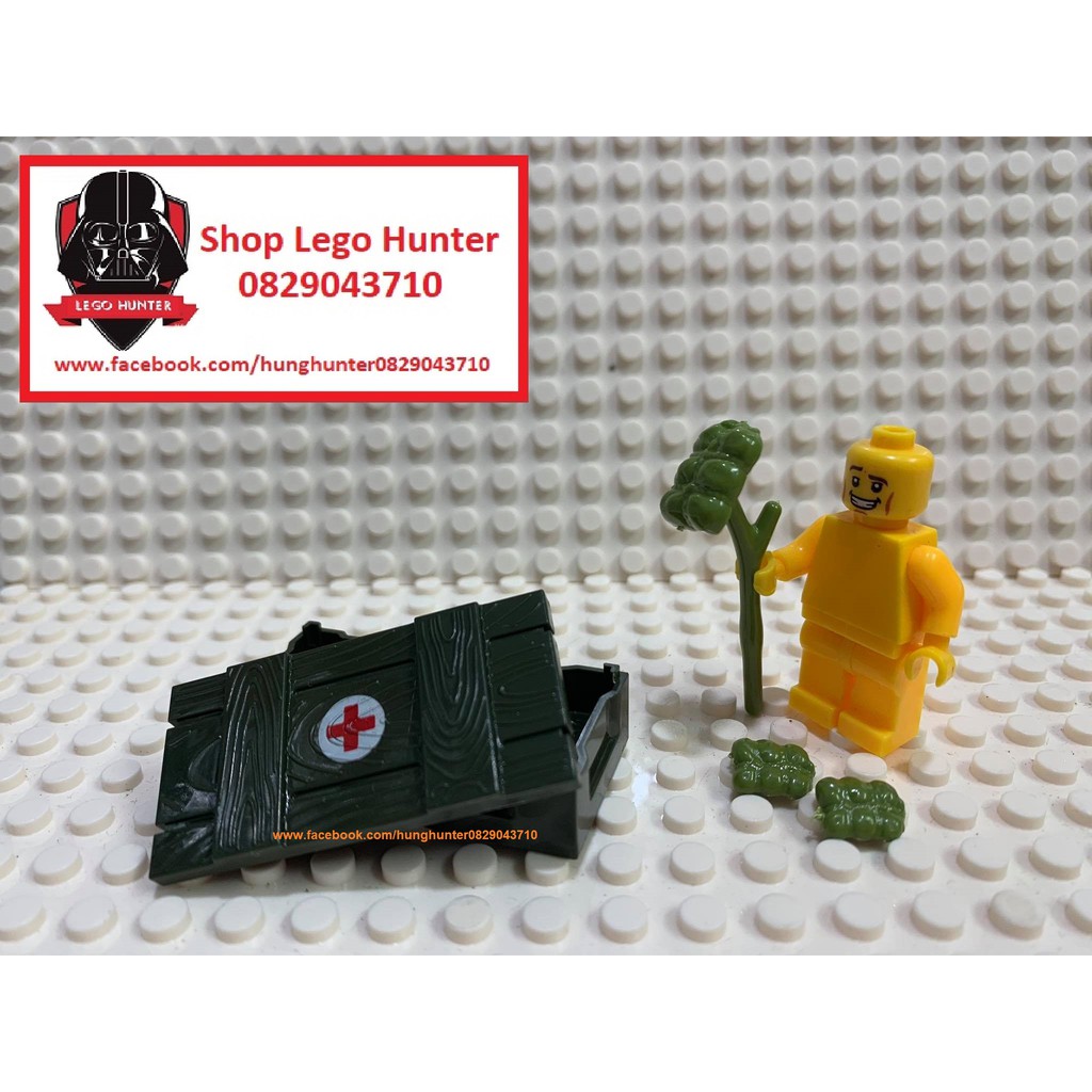 Lego Army phụ kiện Lính : Hòm quân y - Gậy Trường Sơn