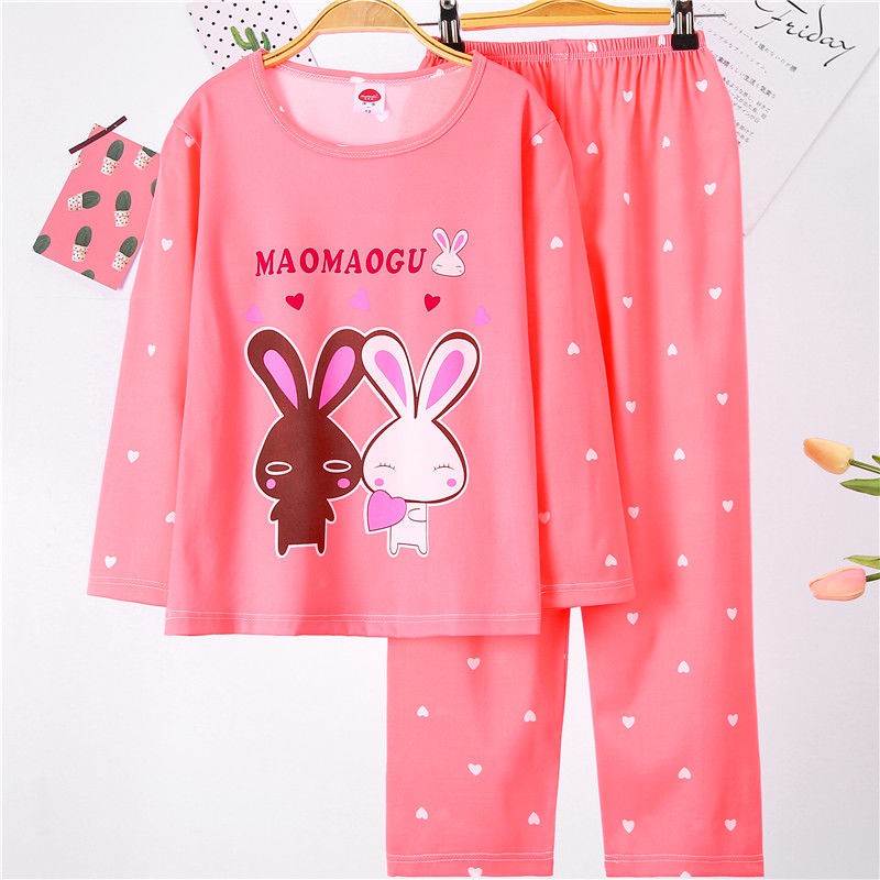 Đồ ngủ cho bé gái mùa xuânBộ quần áo lót trẻ em 3-14 tuổi, bé gái, trai, đồ thu đông, ngủ dài tay, tay cho trai và gái