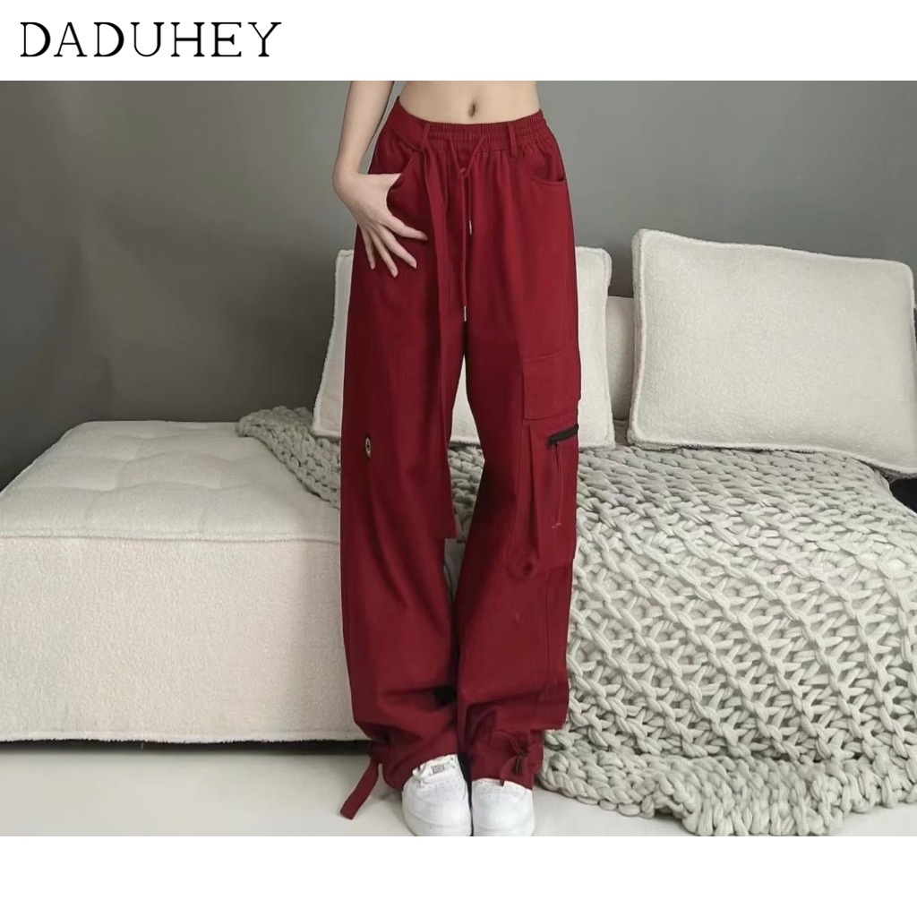 Quần dài ống suông rộng phối túi phong cách Hồng Kông retro thời trang năm 2023 cho nam