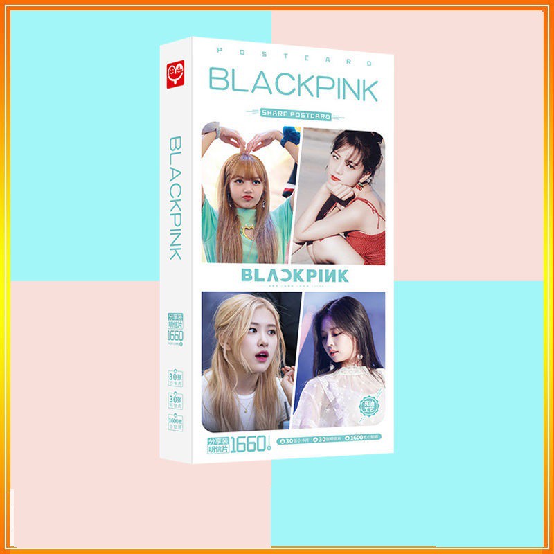 Hộp ảnh postcard Blackpink Lisa Rose Jennie Jisoo gồm 1600 ảnh kèm lomo và hình dán