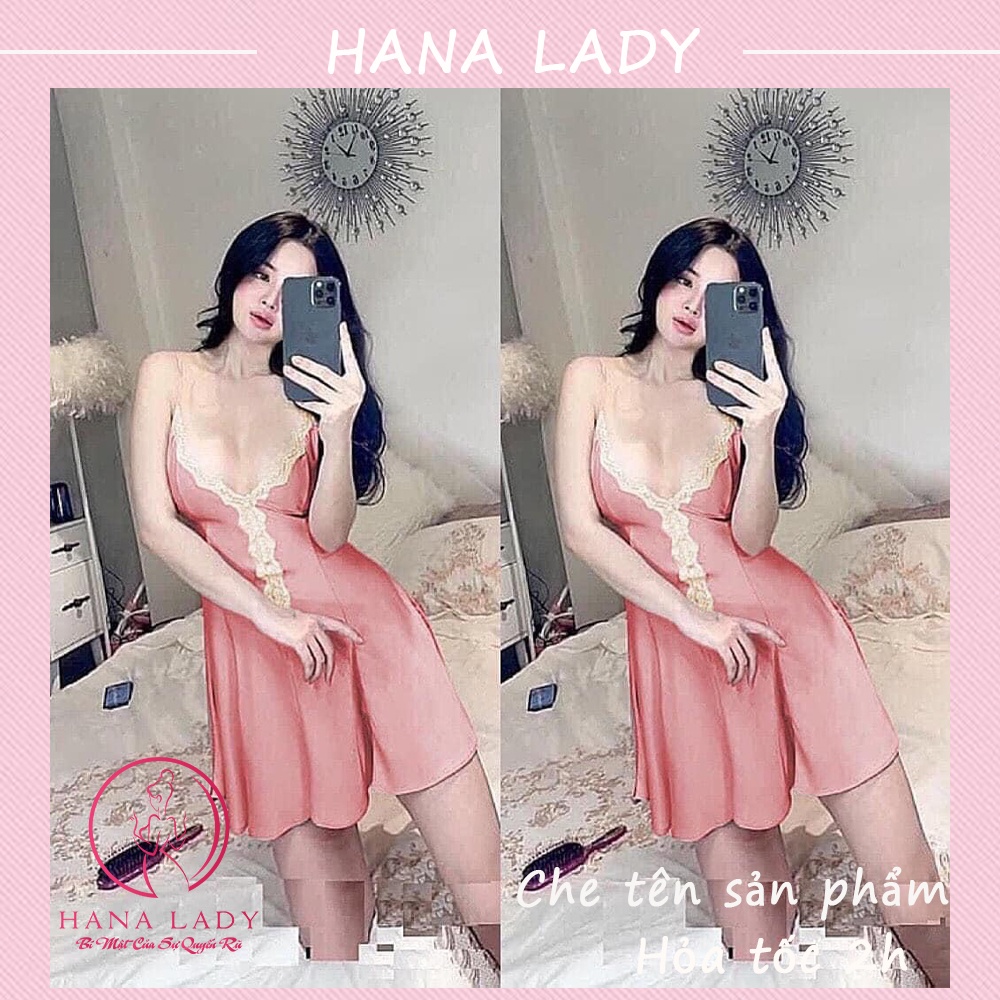 Váy ngủ lụa 2 dây, đầm ngủ mặc nhà lụa satin VN498