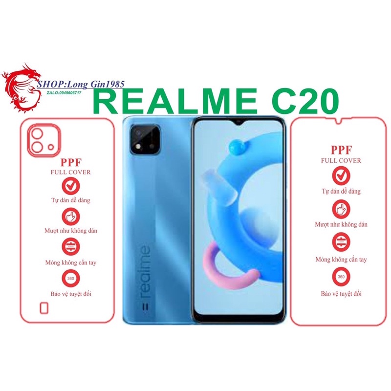 Realme C20 miếng dán trong Ppf mặt sau và mặt trước chống va đập chống trầy xước