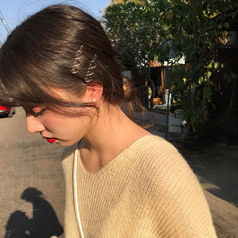 Kẹp Tóc Hình Trái Tim Ba Trái Tim Ánh Kim Phong Cách Hàn Quốc Ngọt Ngào Cho Nữ YOUYO G