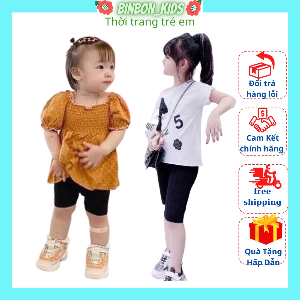 Quần Legging Đùi Cho Bé Gái Form Cực Xinh, quần leggin bé gái từ 10kg đến 28kg Binbon kids