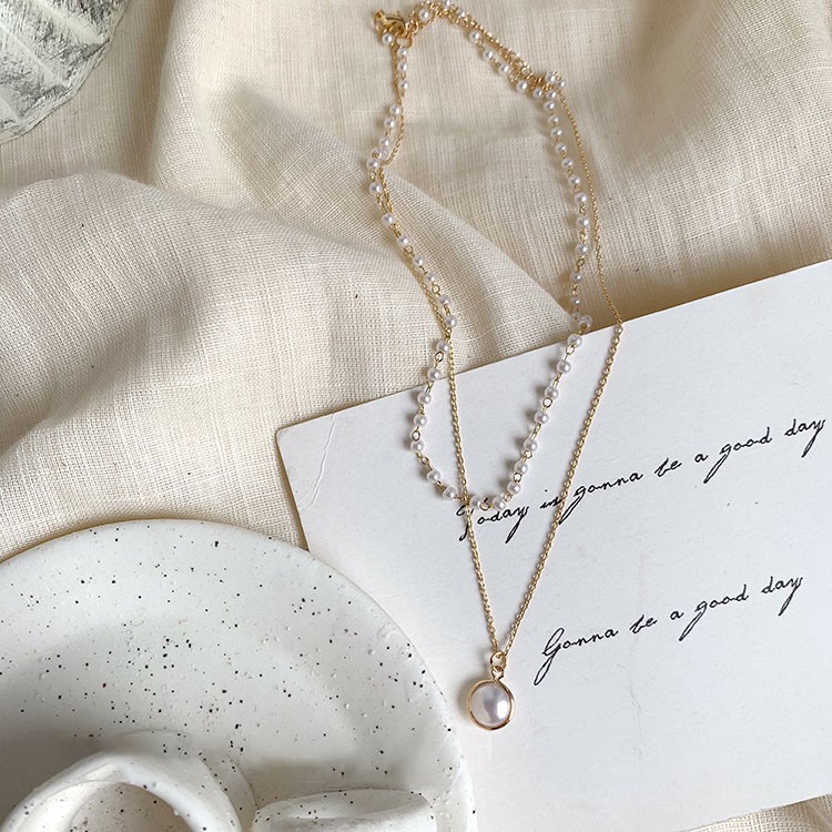 [Mã FASHIONCB231 hoàn tối đa 30K xu đơn 99K] DDFI - vòng cổ ngọc trai Hàn Quốc 2 lớp đơn giản Trang sức Retro D3D05 | BigBuy360 - bigbuy360.vn