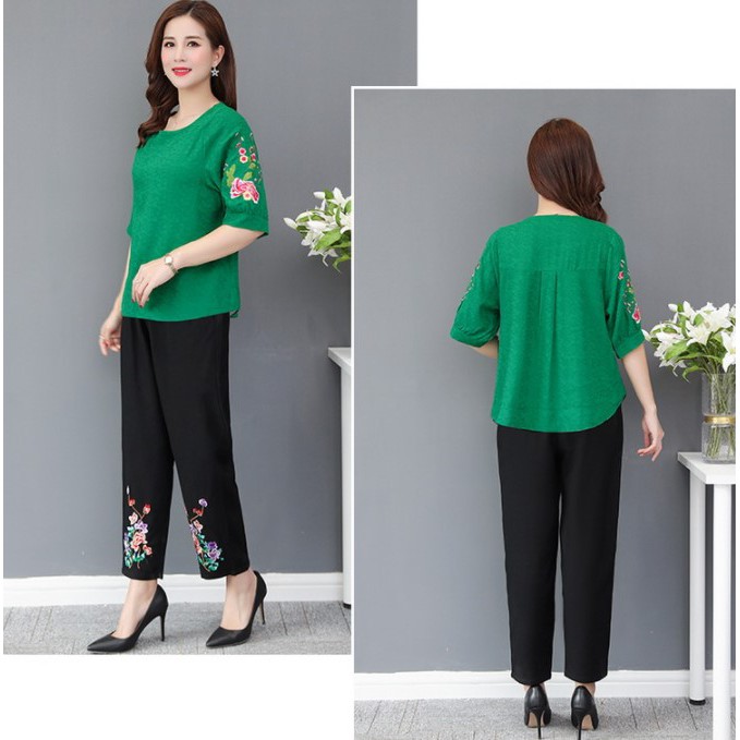 Set Bộ Đồ Nữ Trung Niên Chất Đũi Mềm Mát Sang Trọng Cho Mẹ Full Size Từ 40 Đến 80kg Giá Tốt Kèm Ảnh Thật