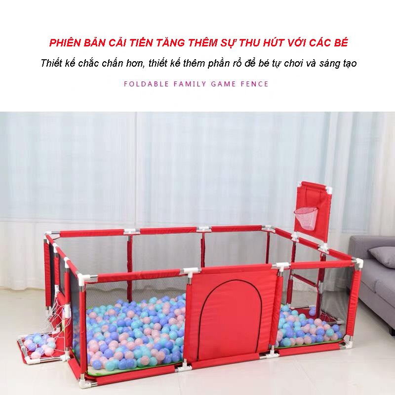 QUÂY BÓNG HÌNH CHỮ NHẬT CÓ RỔ ĐỒ CHƠI CHO BÉ - NHÀ BANH khung không gỉ, chống va đập – LB315211