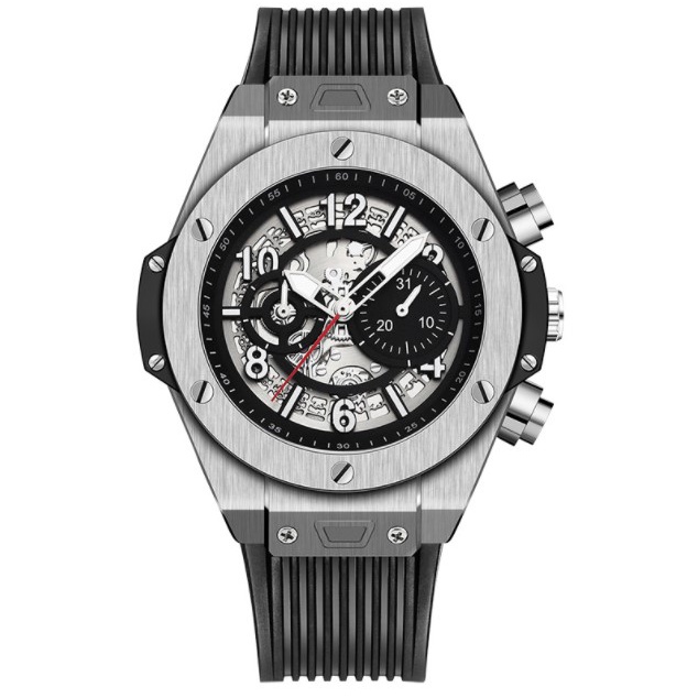 Đồng hồ cơ nam tự động automatic dây cao su chính hãng KIMSDUN K-523A lộ máy sang trọng cao cấp