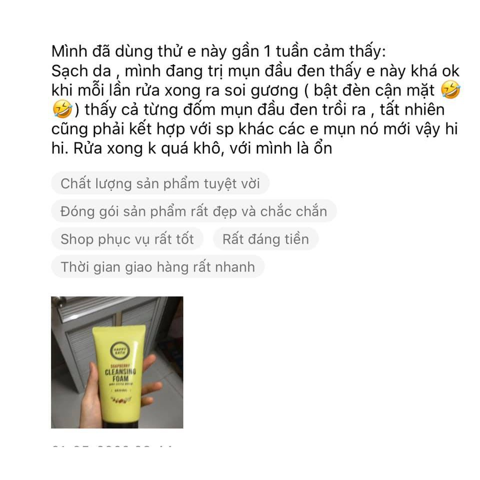 Sữa Rửa Mặt Soapberry Soft Whip Cleansing Foam Happy Bath Fresh 150g