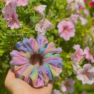 Đồ buộc tóc scrunchies loang màu Rainbow Hologram🌈