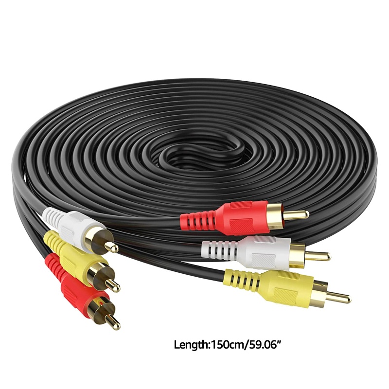 Dây Cáp Âm Thanh Chuyển Đổi Đầu Đực RCA Sang 3 Cổng RCA 3.5mm Aux Video AV Cho DVD