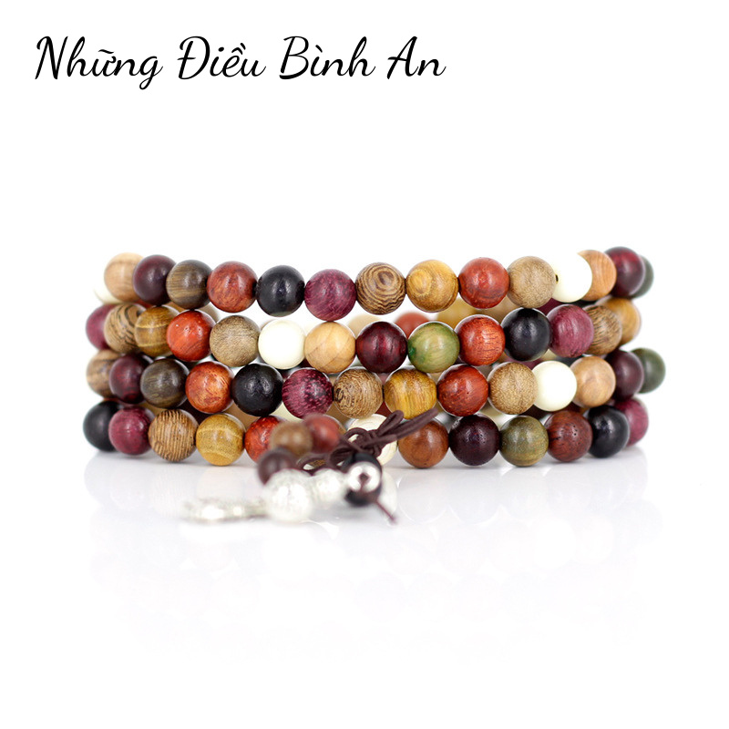 Chuỗi 108 hạt gỗ nhiều màu phong cách Phật giáo /Vòng tay phong thủy may mắn, tài lộc 💕FREESHIP 50k💕 Những Điều Bình An