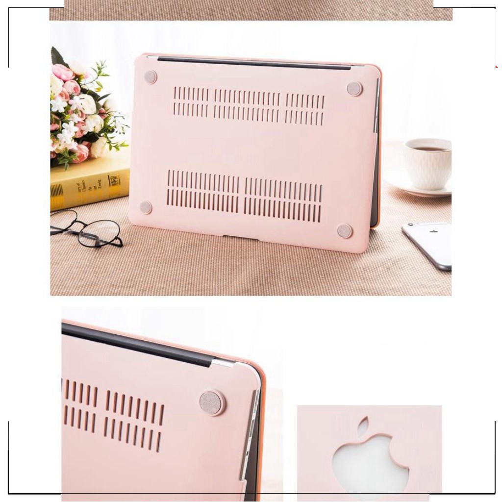 HOT -  Combo ốp +phủ phím Macbook Air 13"(2018-2020 ) màu hồng pastel và đỏ booc đô(Tặng kèm nút chống bụi và bộ chống g